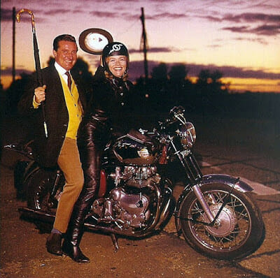 Steed and Mrs Gale on an Enfield