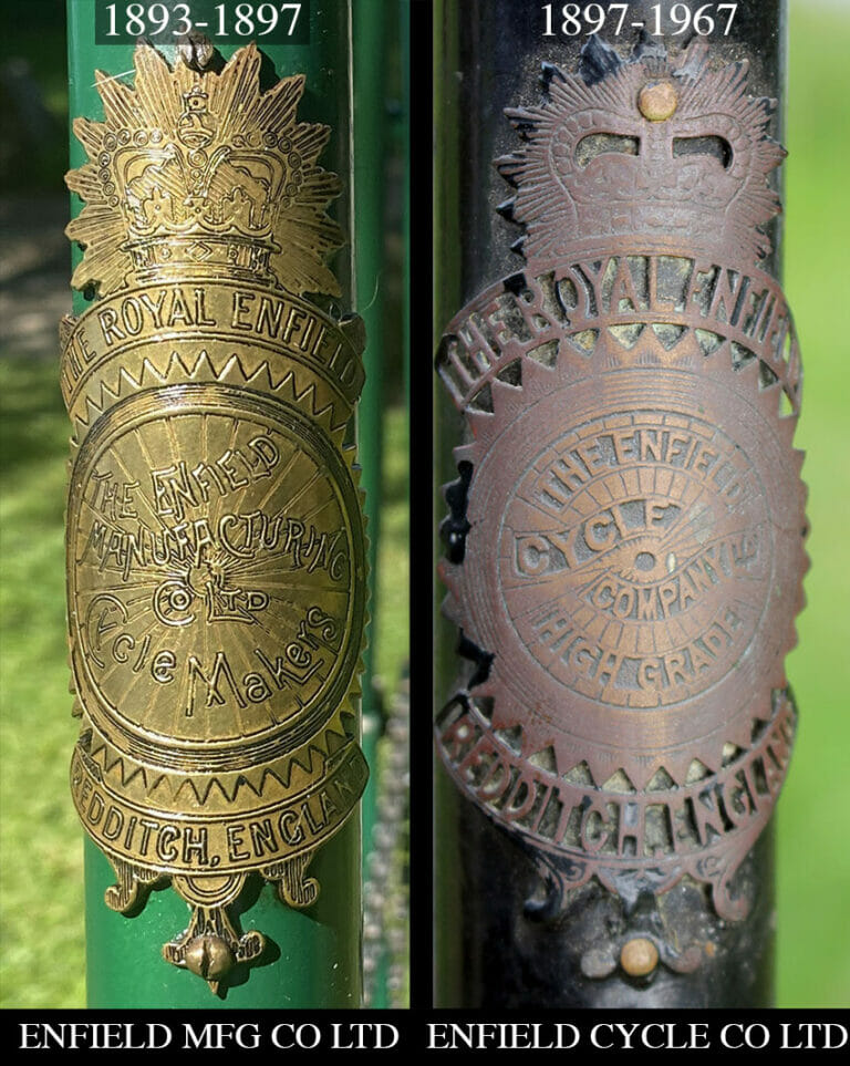 Two Enfield Bicycle manufacturers badges