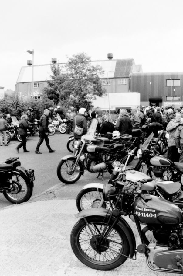 Gathered at the site of the old Enfield Works, Redditch